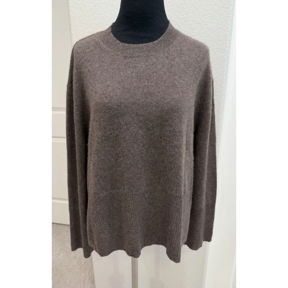 Rachel Zoe 2-Ply Cashmere Sweater Brown Small Relaxed Fit Boxy Closet Staple